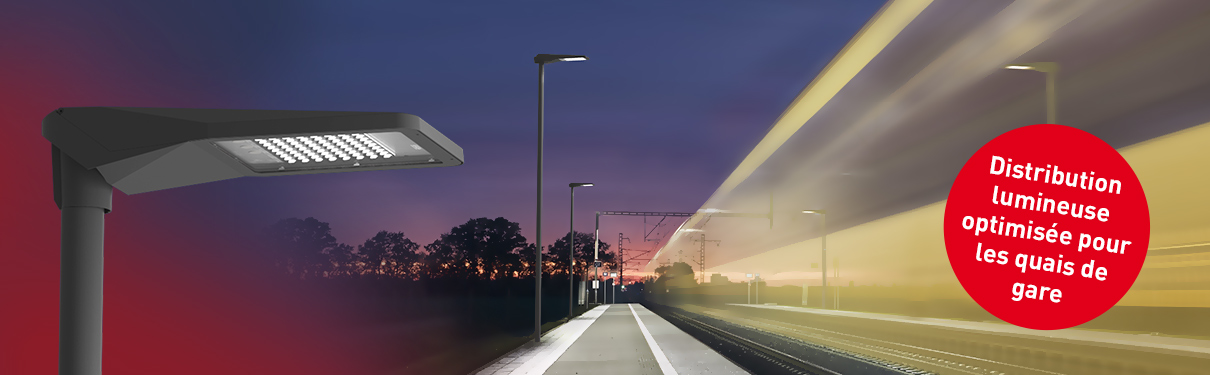 Luminaire LED sur mât CARPO DB, conçu pour un éclairage extérieur durable et efficace dans les infrastructures de transport.